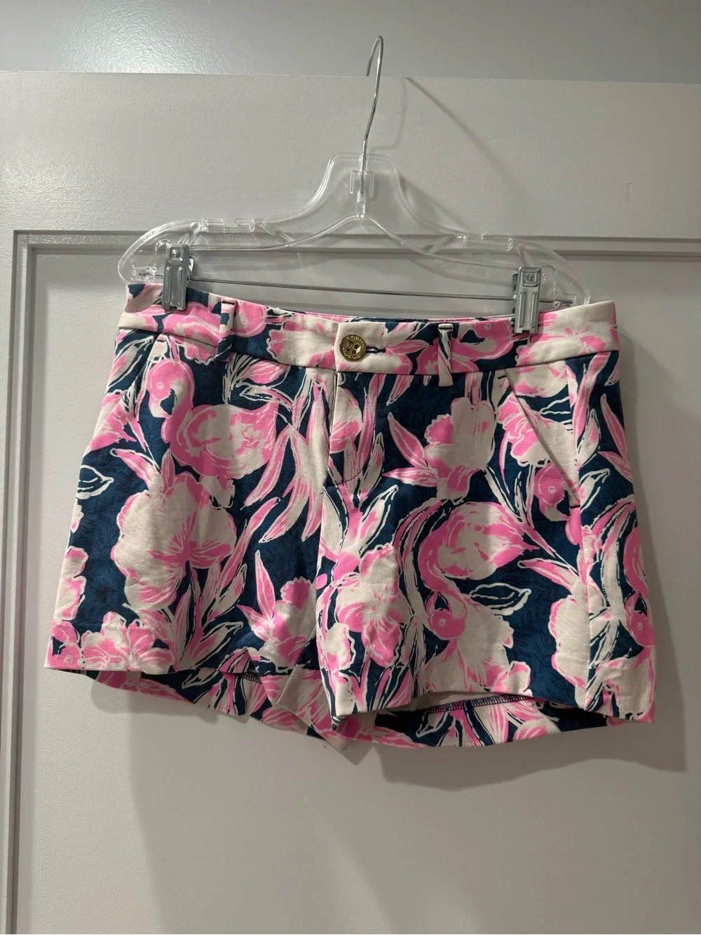 Lily Pulitzer Floral Print Pink & Navy Women’s Shorts - Picture 1 of 2